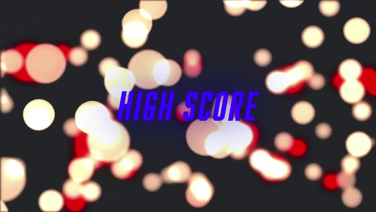 검은 바탕에 노란색 빛 반점에 대한 높은 점수 텍스트의 디지털 애니메이션