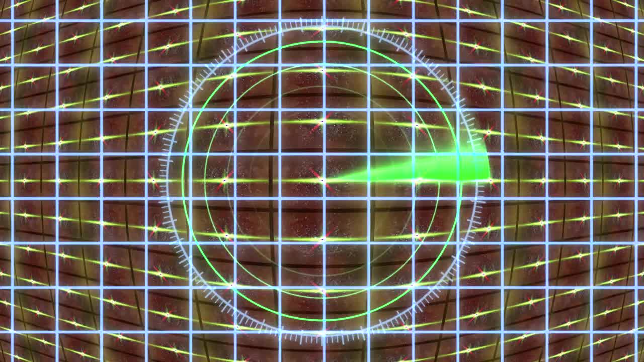 레이더 그리드와 움직이는 배경이있는 hud 패널. 모션 그래픽