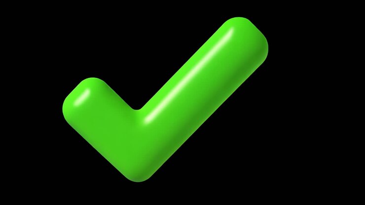 3d green check mark animation isolated asset, transparent 4K video, alpha channel, ProRes 4444