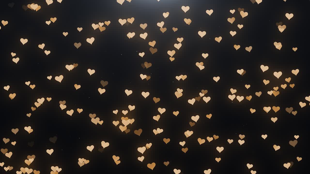 corazones dorados sobre un fondo negro