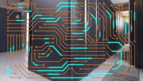 Animation-Von-Mikroprozessorverbindungen-Vor-Dem-Computerserverraum