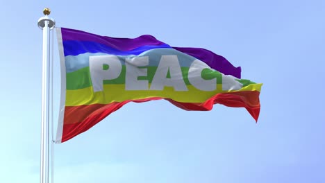 la bandera del arco iris de la paz volando