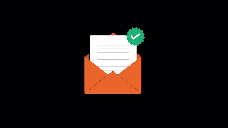 Animated Email Envelope with Green Checkmark Confirmation