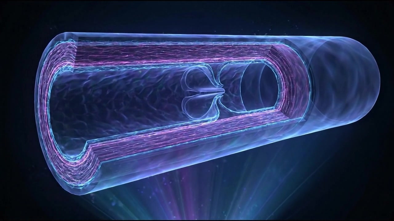 Ologramma 3D del sistema vascolare: sezione tubolare di vaso sanguigno