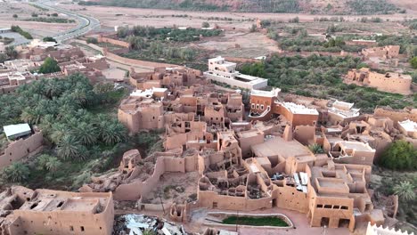 aerial flying over ushaiger heritage village, saudi arabia