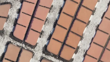 above geometric salt evaporation ponds on la palma island, fuencaliente