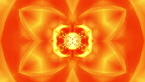 abstract beautiful kaleidoscopic symmetric pattern in glow gold orange red colors ornamental animated for intro. 4k 3d render seamless loop geometric abstract audiovisual vj loop stage design concept.