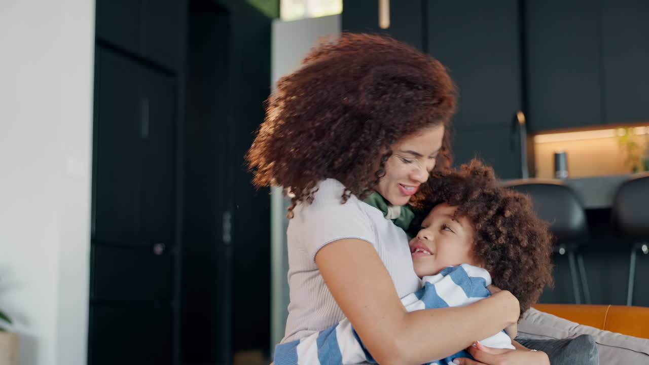 A loving mother embraces her child