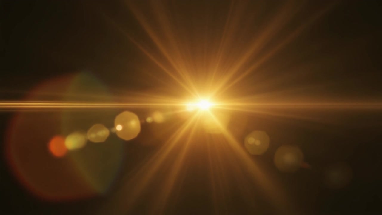 Effetto Golden Lens Flare su sfondo nero