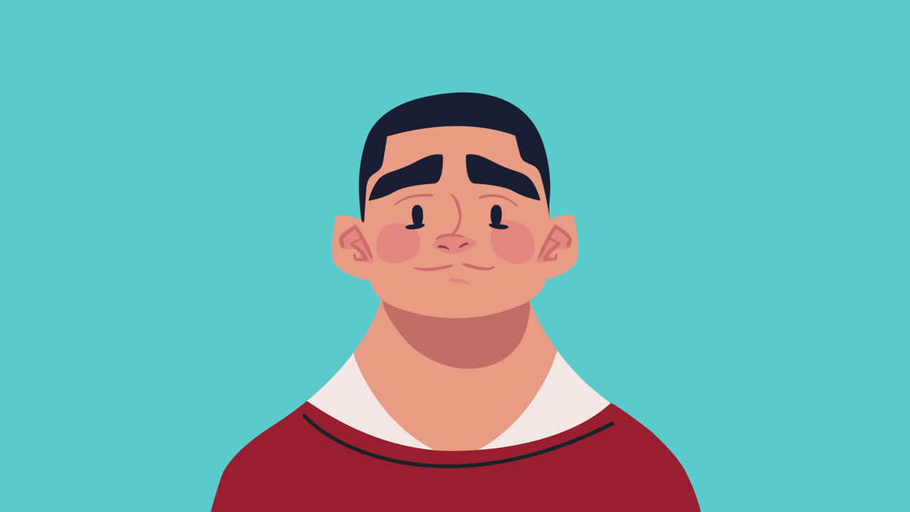 슬픈 젊은 남자 캐릭터 애니메이션