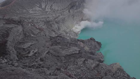 volcanic lake of mount ijen in east java, indonesia - aerial