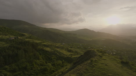 misty sunrise over the mountains in southern caucasus near apnia village in samtskhe-javakheti, georgia