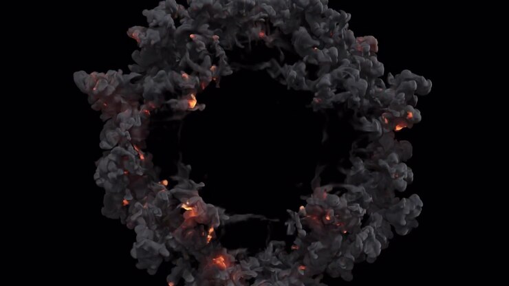 Circular Ring of Fire Transitioning into Dark Smoke