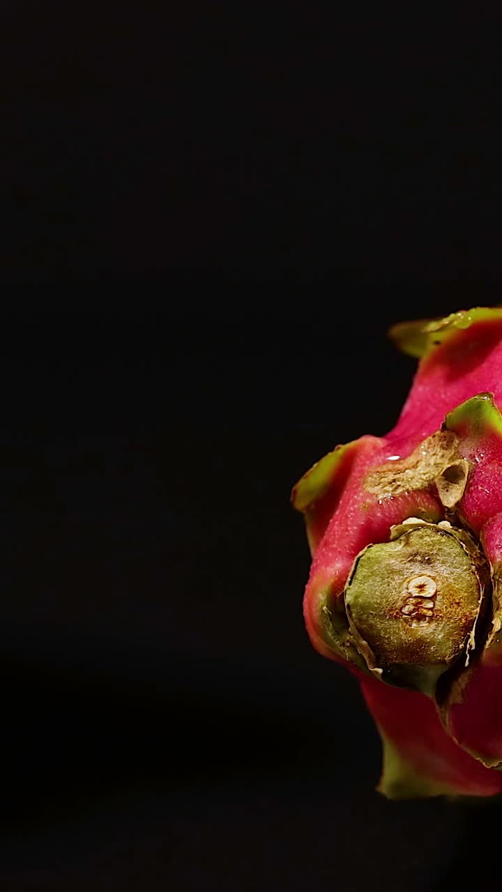una fruta de dragón siendo mezclada con agua