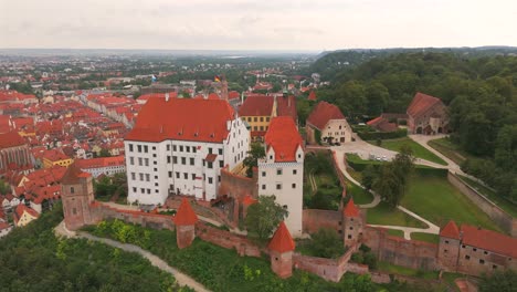 enjoy sweeping aerial shots of landshut’s charming canals and bridges, capturing the essence of this picturesque bavarian city