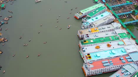 dhaka city port, bangladesh - ships anchored at the sadarghat launch terminal