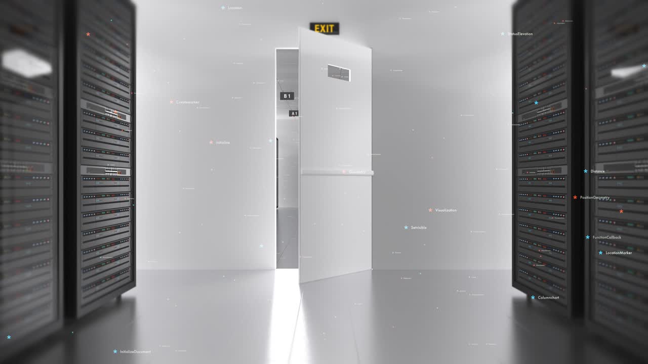 серверные стойки в современном центре обработки данных. камера медленно движется. беспрепятственный цикл.