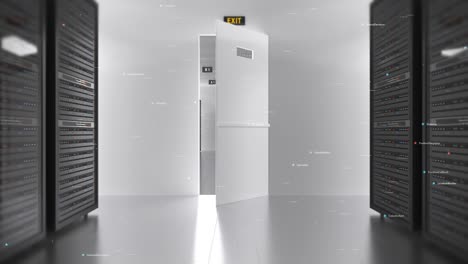 server racks in a modern data center. camera slowly moving. seamless loop.