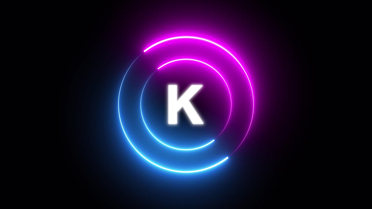 Neon letter K in a circle