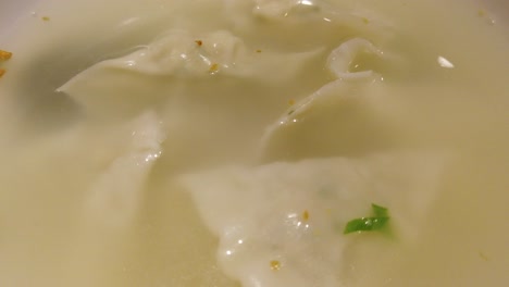 bowl of dumplings in soup