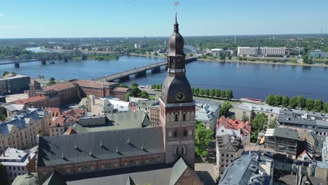 Atemberaubende-4K-Drohnenaufnahmen-Der-Kathedrale-Von-Riga-–-Lettland