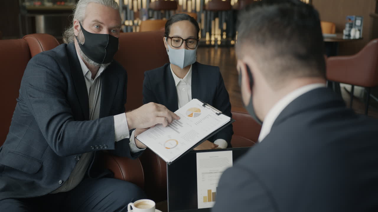 Business Meeting in a Cafe During Pandemic