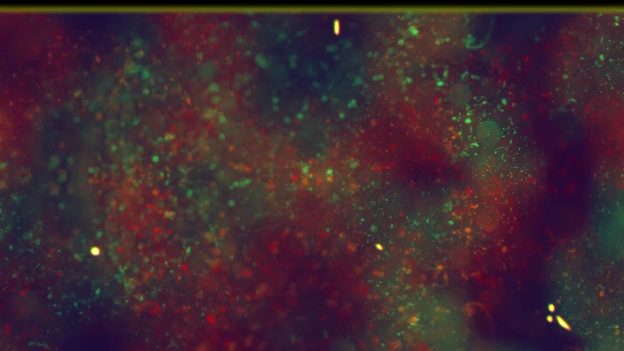 Animation of screen with glitch with particles on loop over black background
