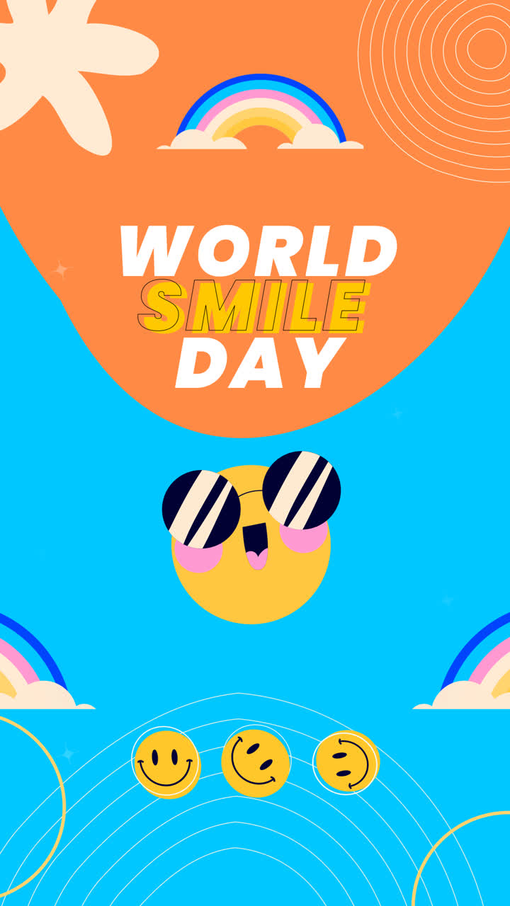 Motion Graphic of Hand drawn flat world smile day instagram posts collection