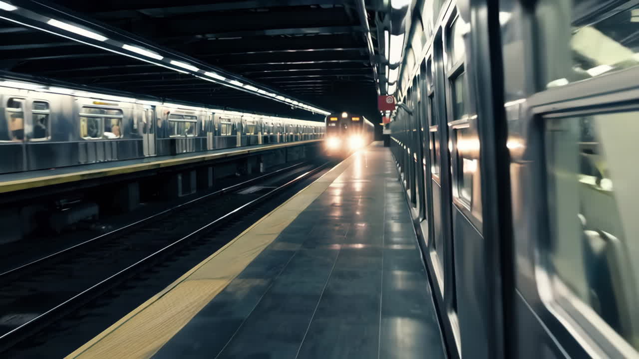 Subway Train Entering Station
