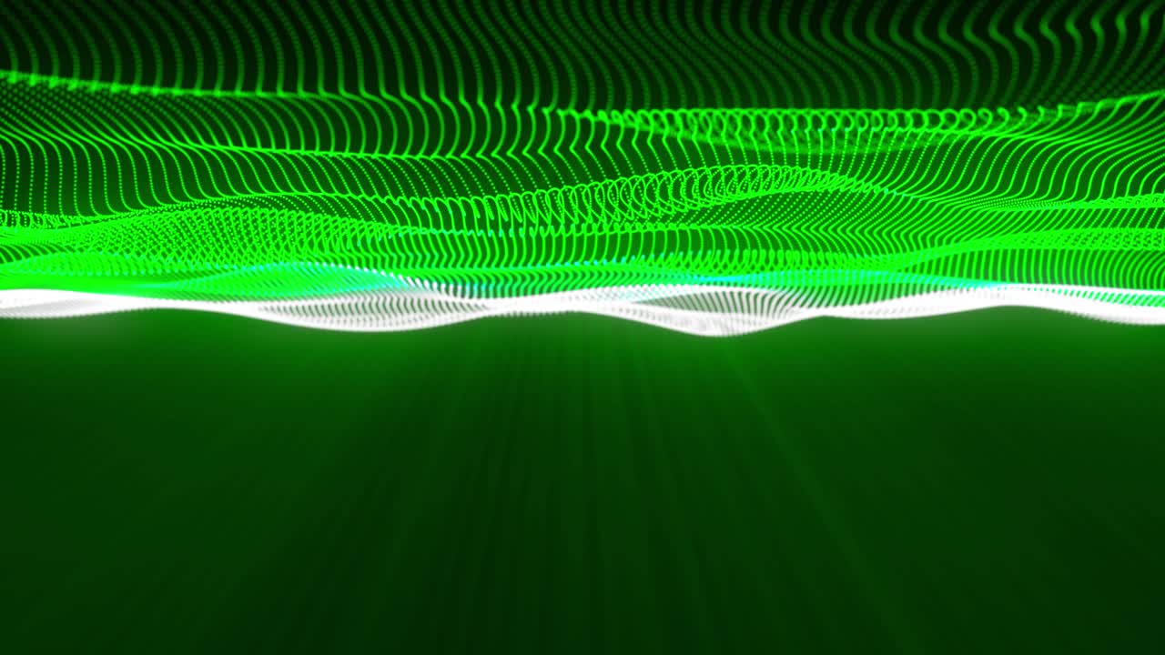 Dynamic Green and White Digital Particle Waves Flowing