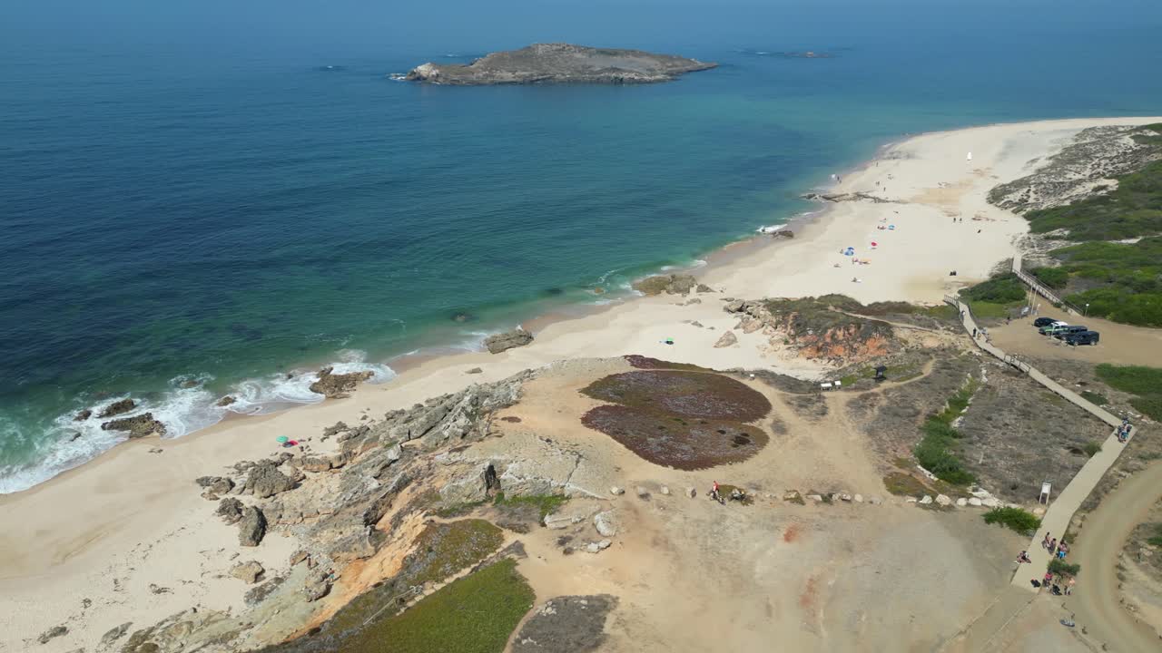 Aerial View of a Coastal Fort and Beach