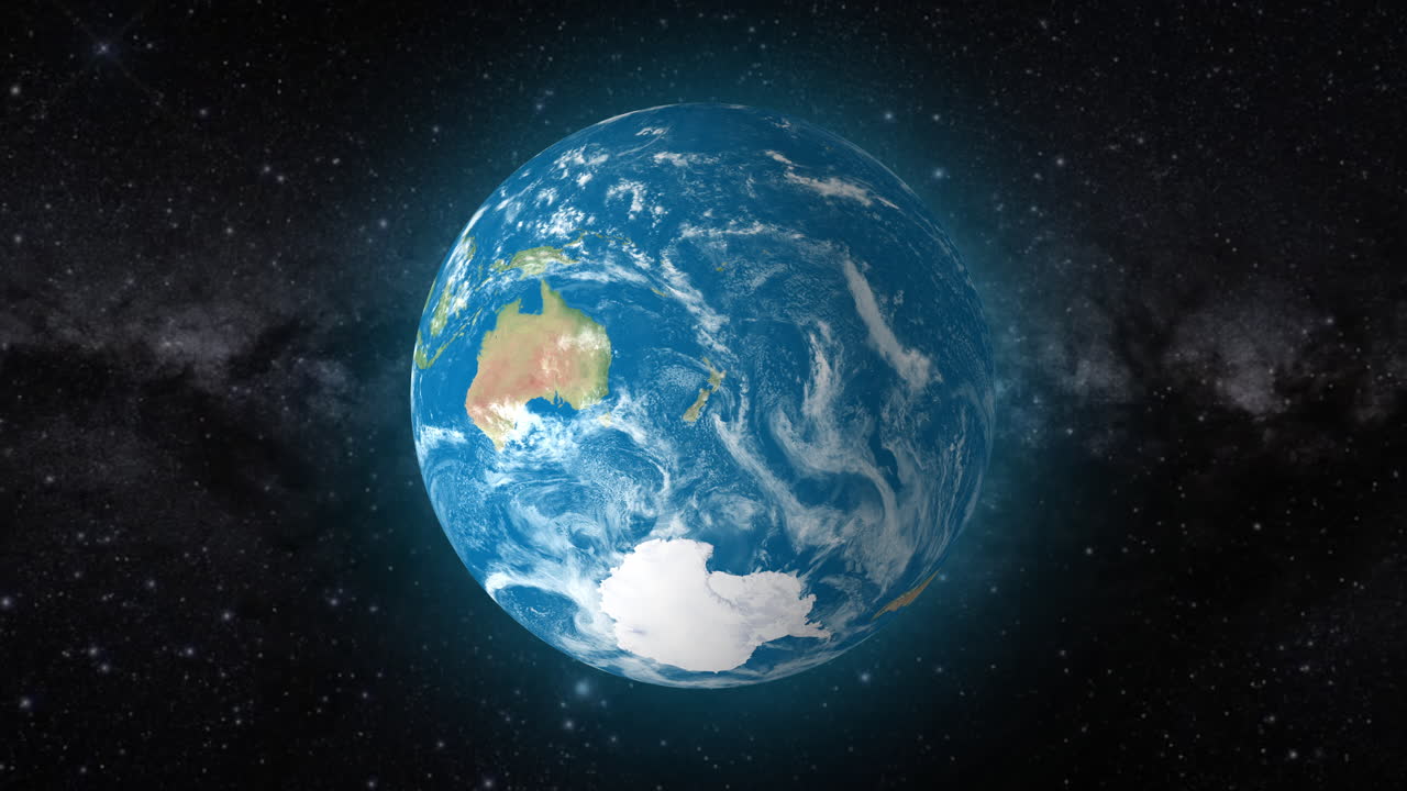 현실적인 지구가 회전하고, 뉴질랜드를 확대하는 영상 배경 - 현실적인 지구의 회전과 뉴질랜드를 확대하고, 뉴질랜드의 영상 배경을 4k로 보여줍니다.