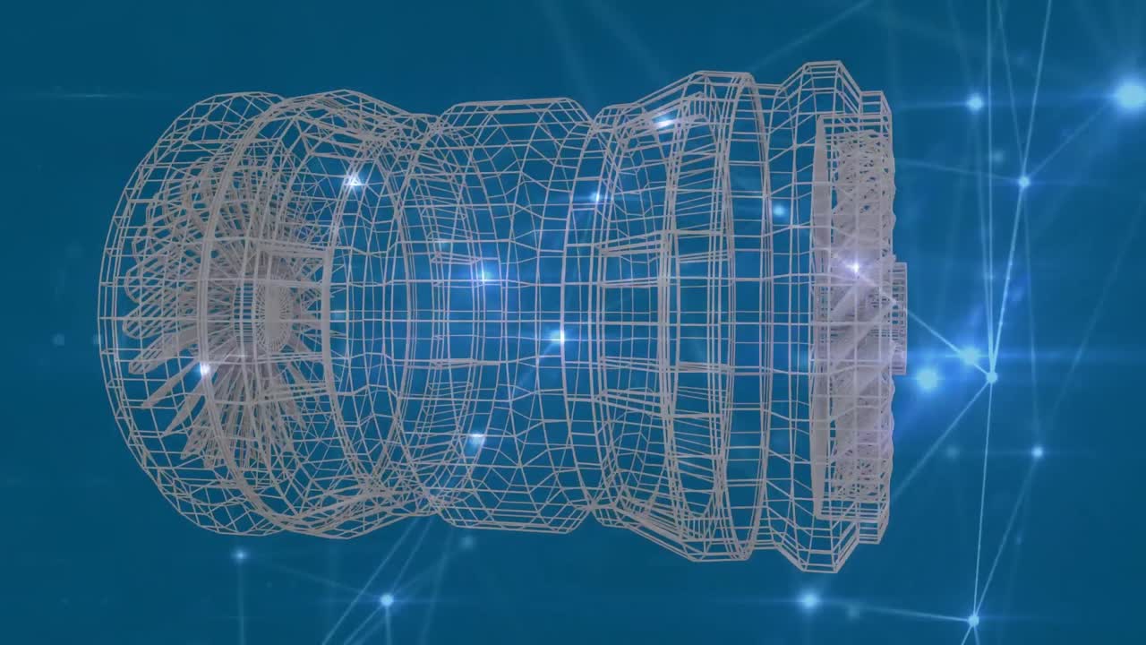 3d 엔진 드로잉 스핀링에 대한 연결 네트워크의 애니메이션