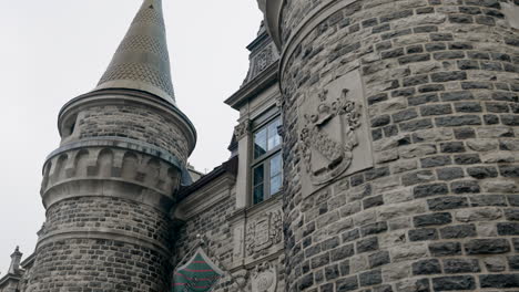 exterior facade of the national historic site of voltigeurs de québec armoury in quebec old city, canada