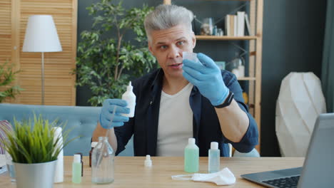 man preparing medication at home