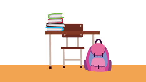 back to school animation with schoolbag and books