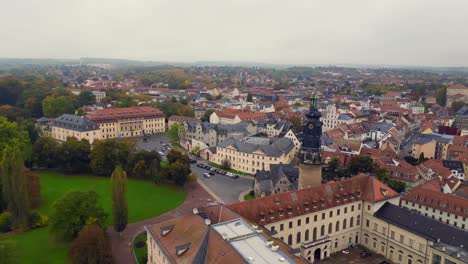 perfect aerial top view flight
weimar historic city thuringia germany fall 23