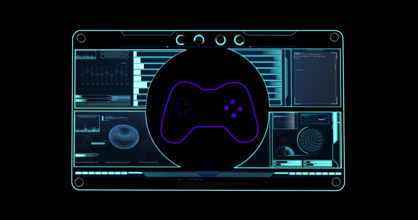 Animation of data processing over gamepad icon