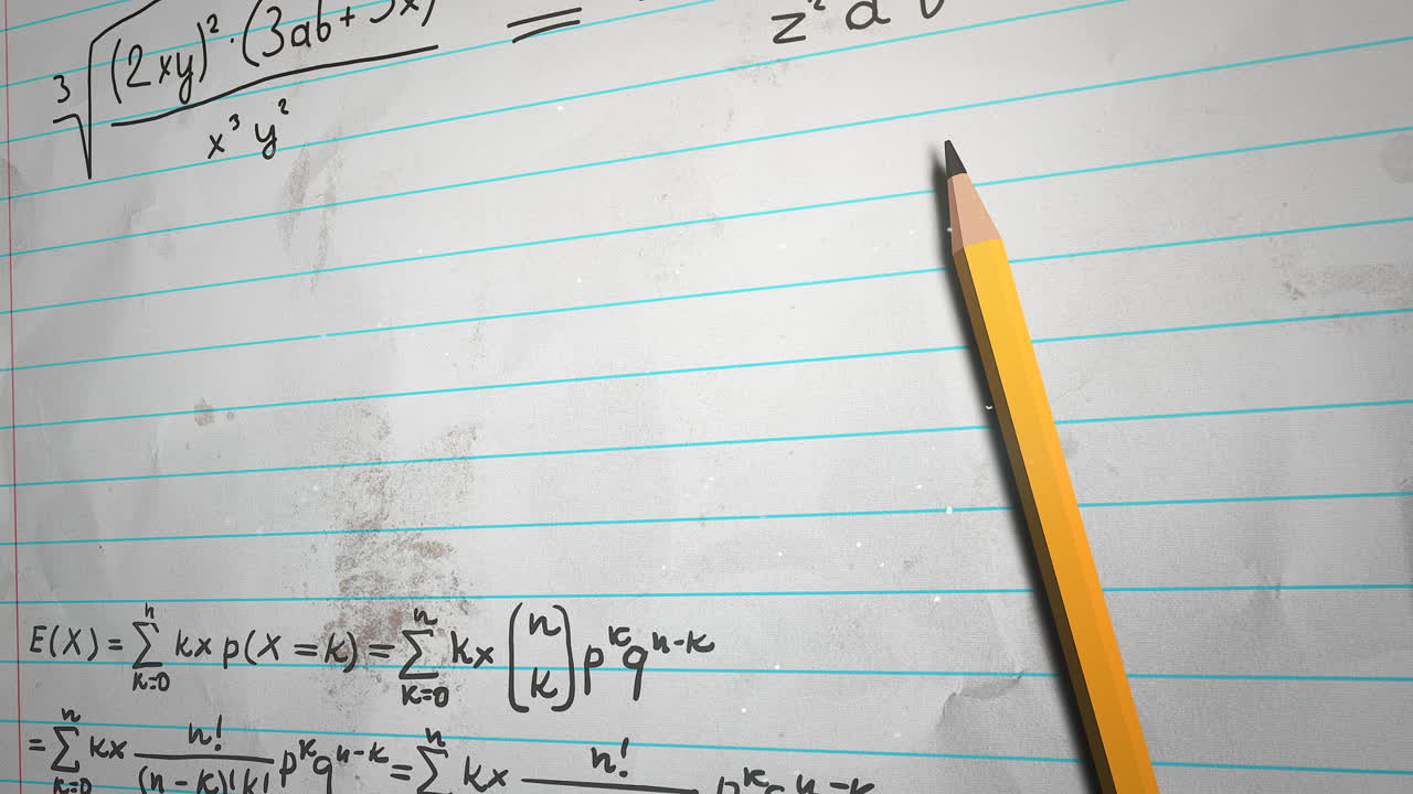 fórmula matemática de primer plano y elementos en papel