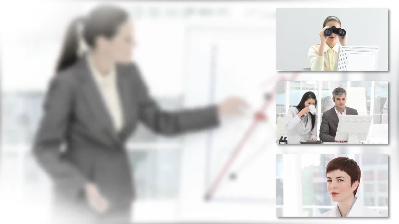 사무실 에서 일 하는 사업가 여자 들