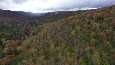 aerial of pennsylvania mountain in autumn