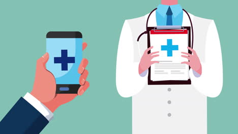 online health technology with smartphone animation