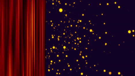 animation of red curtain revealing black space with golden dots