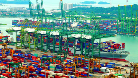 time lapse business shipping cargo and logistic port terminal in singapore city