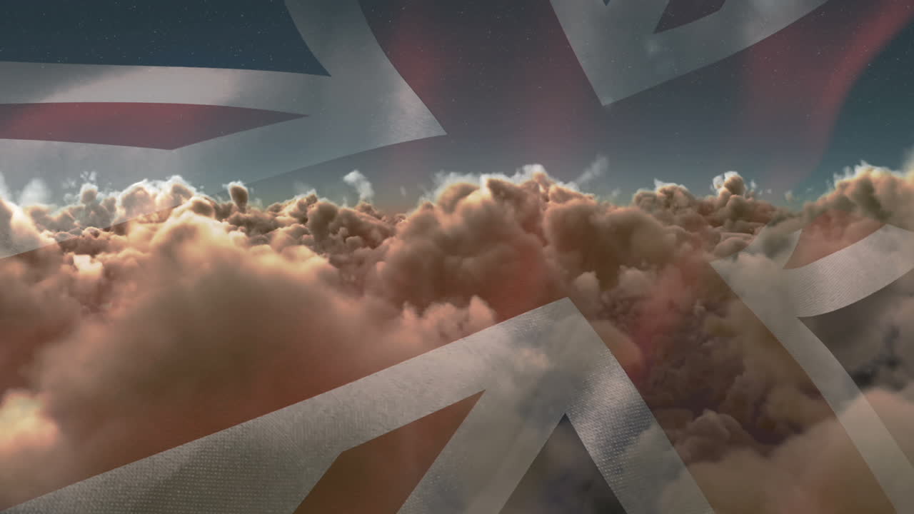 bandera de inglaterra ondeando contra el cielo y las nubes 4k