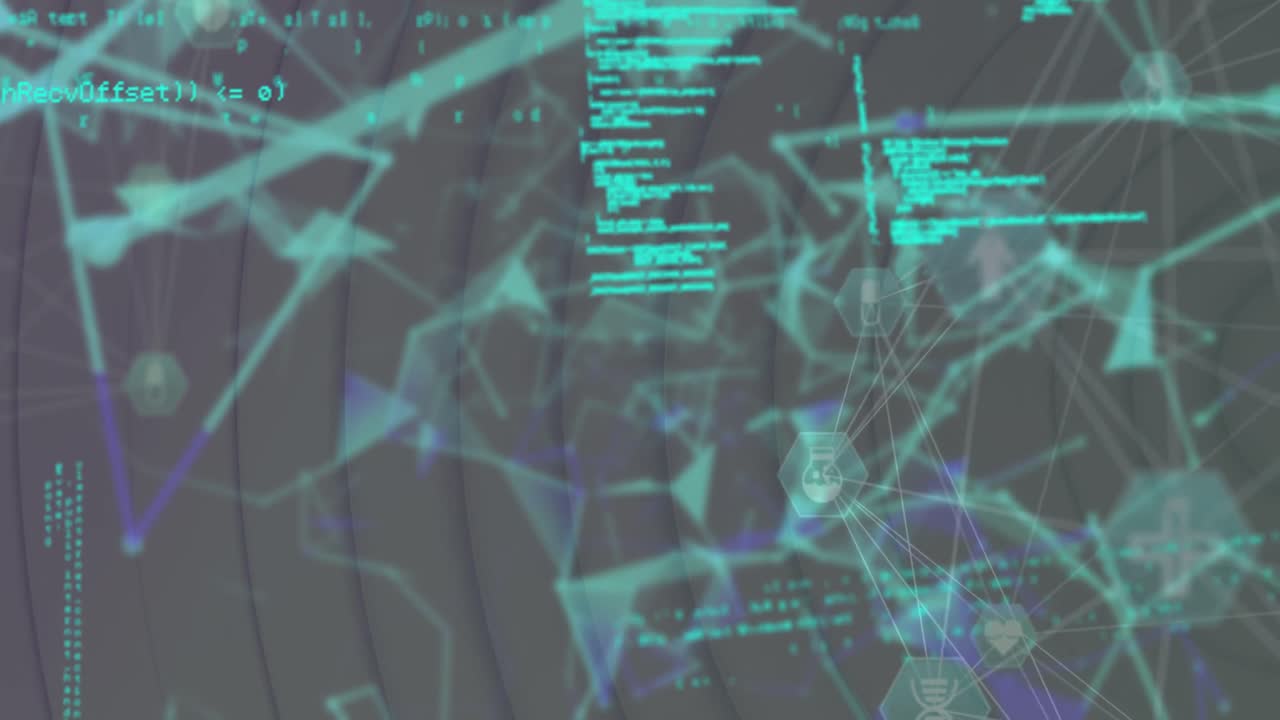 animación del globo con red de conexiones y procesamiento de datos