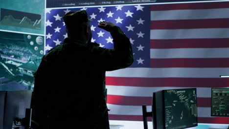 US-military-officer-supervising-threat-detection-activity-in-high-tech-office