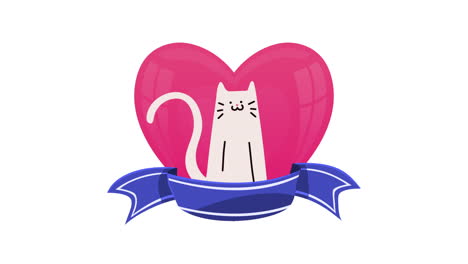 cute cat in a heart with ribbon