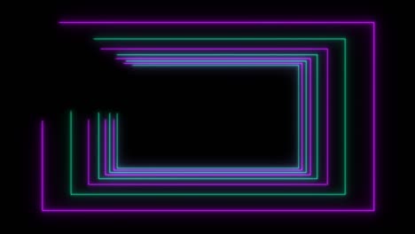 estilo abstracto de ciencia ficción de los años 80 marco de neón ligero sobre fondo negro. espectáculo de láser animación en bucle. video 4k