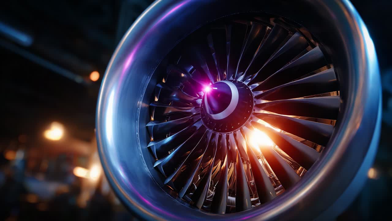 Close-Up Views of a Jet Engine Turbine Highlighting the Intricate Design and Engineering Behind Modern Aviation Technology, Showcasing the Precision and Power of Aircraft Propulsion Systems in Action